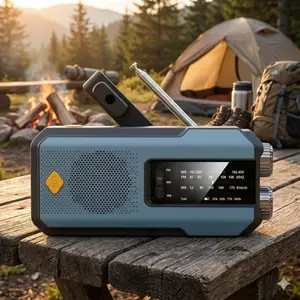 Emergency Weather Radio: Solar & Hand Crank Power, NOAA AM FM Alerts, SOS Flashlight, 2000mAh Power Bank, Type-C Charging for Outdoor Adventures & Home Preparedness