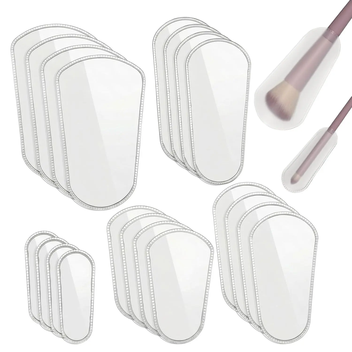 20pcs Makeup Brush Covers, 5 Sizes Clear Dustproof Waterproof Cosmetic Brush Protector Sleeves, Portable Brush Caps for Travel & Daily Storage Organizer
