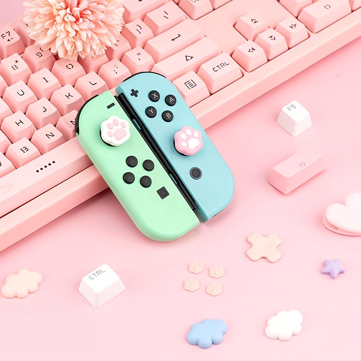 Silicone Cat Paw Button Caps for Switch/OLED Joystick - Pink, Non-Slip Grip, Durable & Washable, Compatible with Switch/OLED Rocker Caps, Cute Cat Paw Design for Enhanced Gaming Experience, Cat Accessories for Switch, Playful Accessory, Soft Texture
