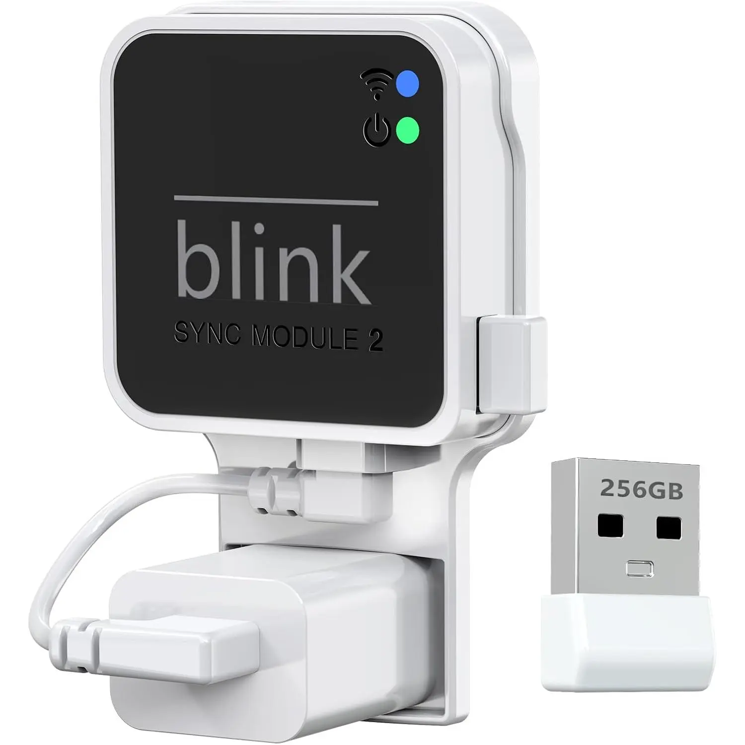 256GB Blink USB Flash Drive,with Outlet Wall Mount for Blink Sync Module 2,Blink USB Storage and Blink Sync Camera Mount for Blink Outdoor Indoor Security System (Sync Module 2 is NOT Included),White