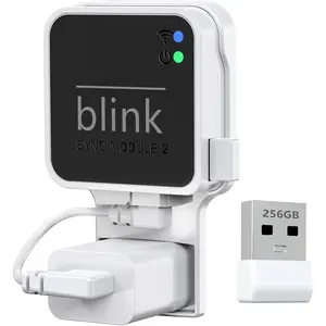 256GB Blink USB Flash Drive,with Outlet Wall Mount for Blink Sync Module 2,Blink USB Storage and Blink Sync Camera Mount for Blink Outdoor Indoor Security System (Sync Module 2 is NOT Included),White