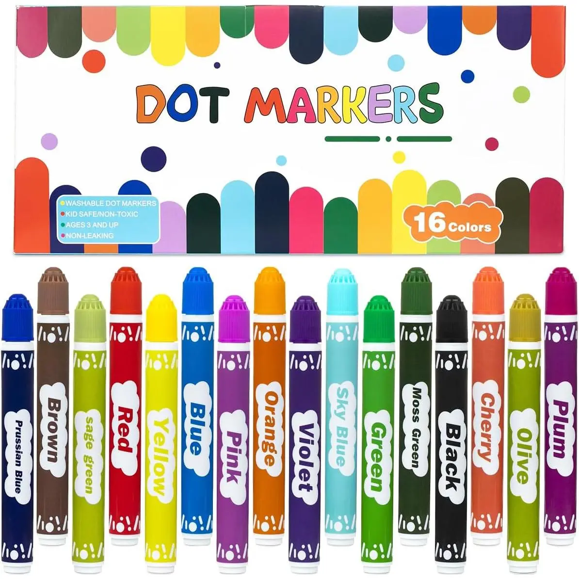 Markers 16 Color  Daubers Washable  Markers Drawing Coloring Arts and Crafts Supplies Dot  Marker Set
