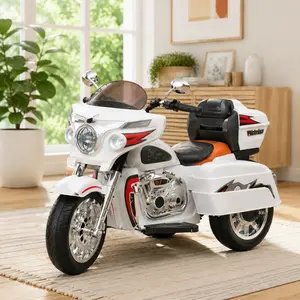 ARCH Furniture Kids 12V Electric Ride-On Motorcycle Toy, 2-Seat 3-Wheel, 2 Motors, Key Start, Headlights, Storage Box, PP Plastic, Ages 3-6, Indoor Outdoor