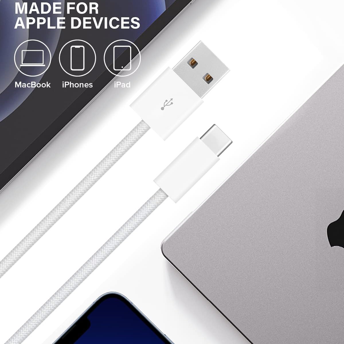 iPhone 15/16 Carplay Cable, USB a to USB C Adapter Cord, 3.3ft 6.6ft Options for iPhone 15/16 Pro Max Plus iPad, High-Speed Charging