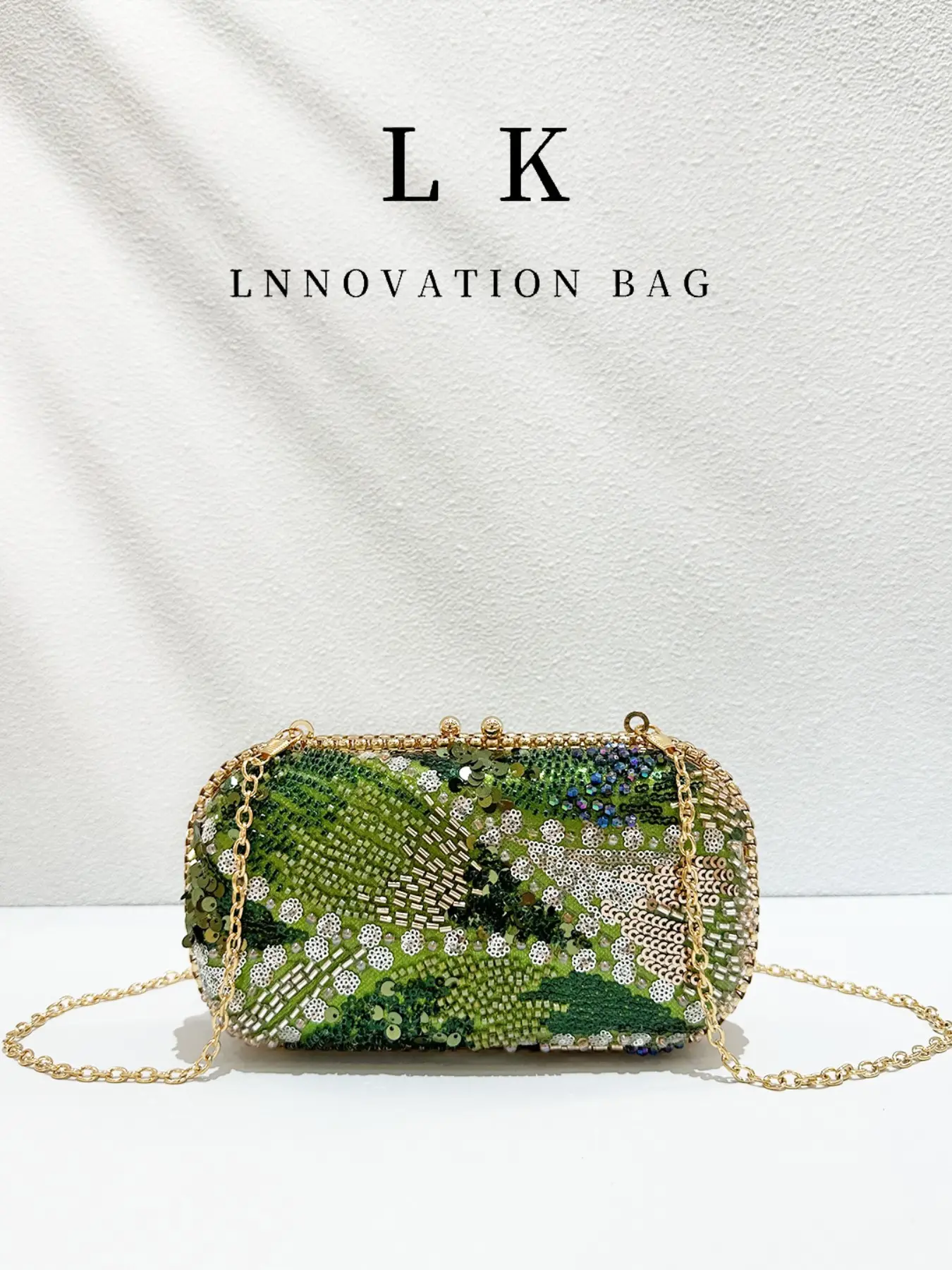 Sequin Beaded Glitter Evening Bag, Detachable Metal Chain, Luxurious Party Clutch, Perfect for Weddings, Cocktail Parties, Birthdays