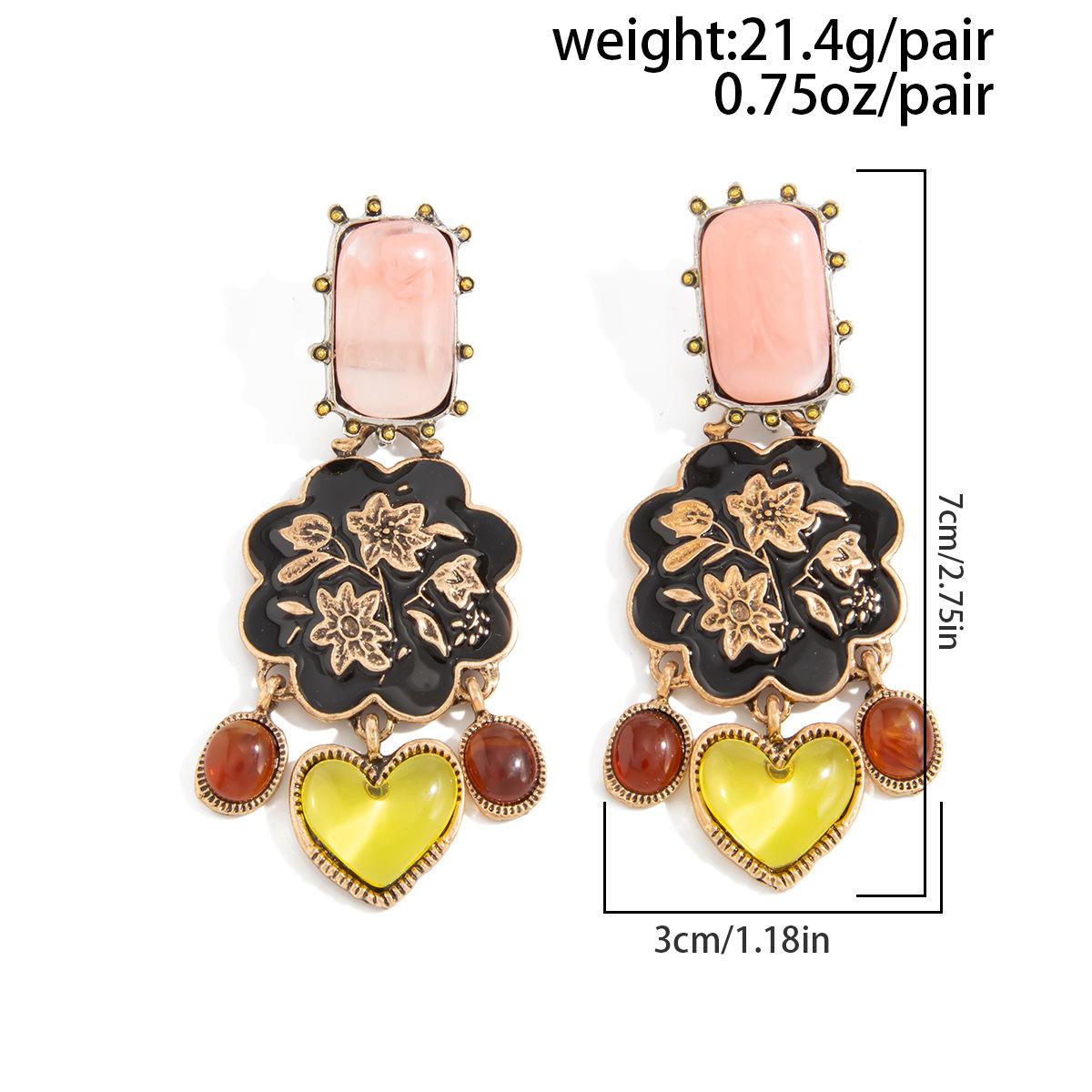 French Vintage Hollow Floral Disc Earrings – Fashionable Geometric Rhinestone Long Tassel Earrings