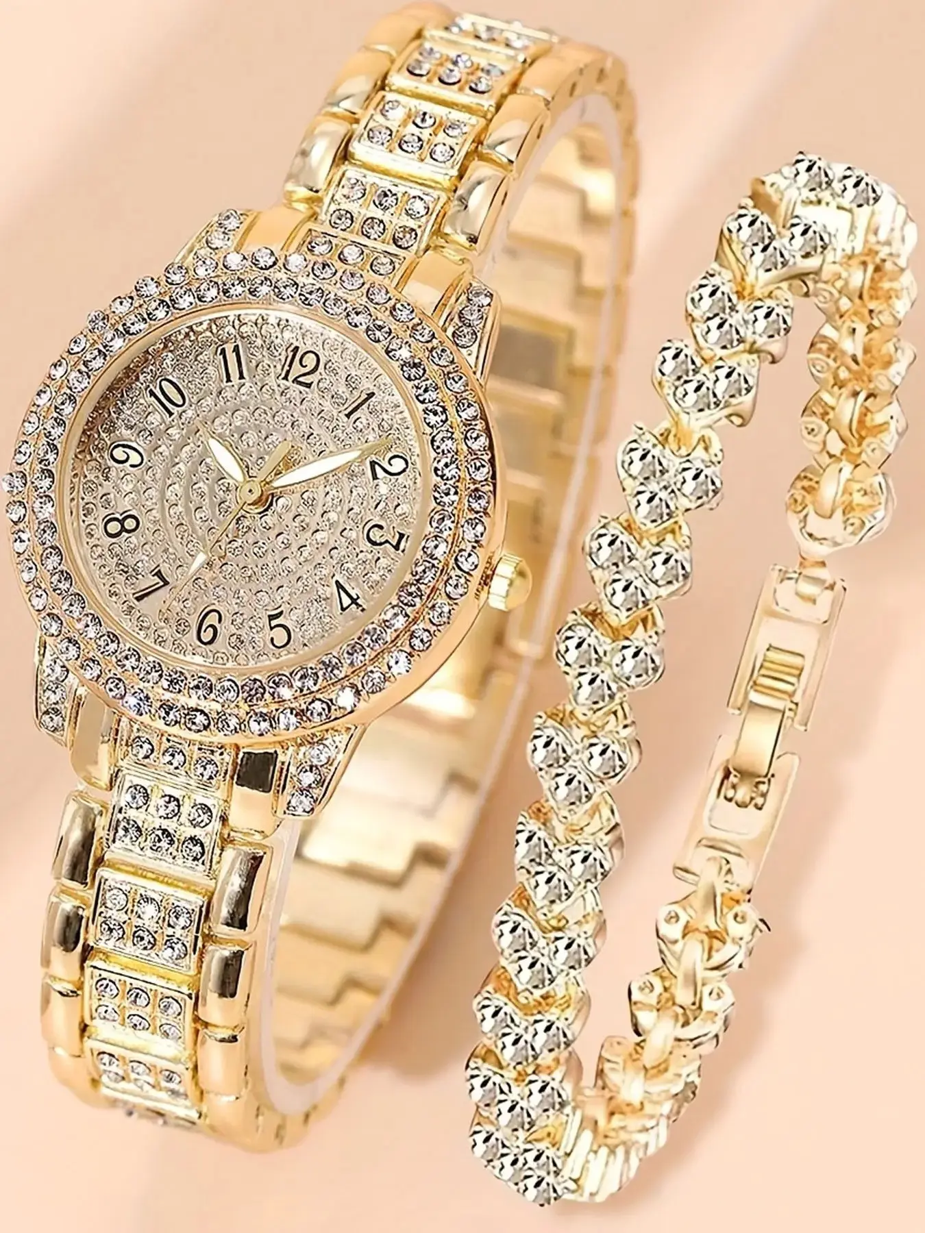 Elegant Women's Watch Set with Diamond Bracelet, Beautiful Gift Box, Perfect for Special Occasions, Luxury Timepiece Collection, Elegant Quartz Watch