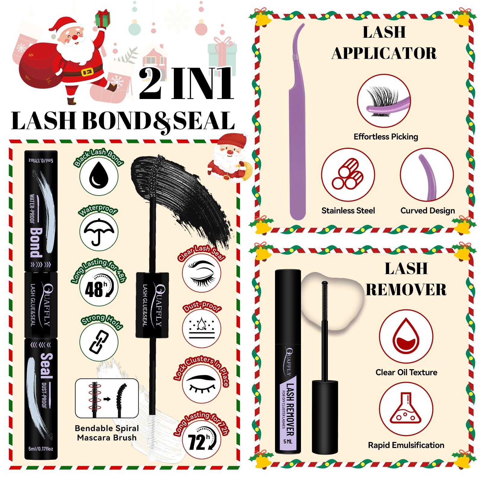 Eyelash Extension Kit, 1 Set Mixed Styles Eyelashes & Eyelash Glue & Eyelash Remover & Tweezers & Headband & Wrist Band & Lash Mousse with Brush, Eye Makeup Products, Eyelash Clusters, Eyelashes Clusters, Makeup Set
