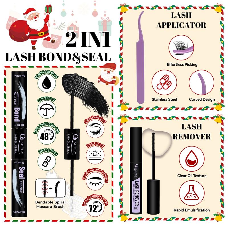 Eyelash Extension Kit, 1 Set Mixed Styles Eyelashes & Eyelash Glue & Eyelash Remover & Tweezers & Headband & Wrist Band & Lash Mousse with Brush, Eye Makeup Products, Eyelash Clusters, Eyelashes Clusters, Makeup Set