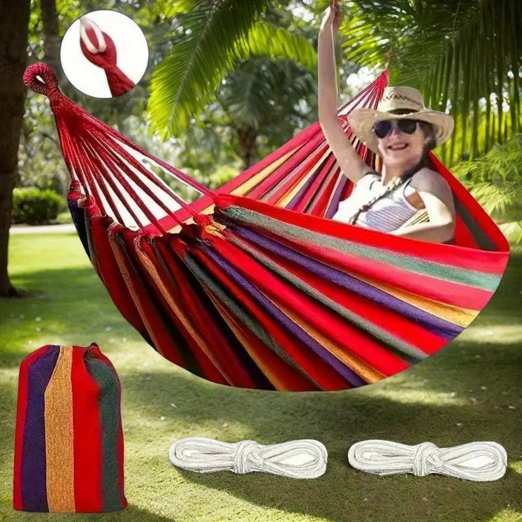 Durable Camping Hammock with Tree Straps, 330 Lbs Capacity, Portable Outdoor Hammock, Ideal for Yard and Travel, Includes Storage Bag