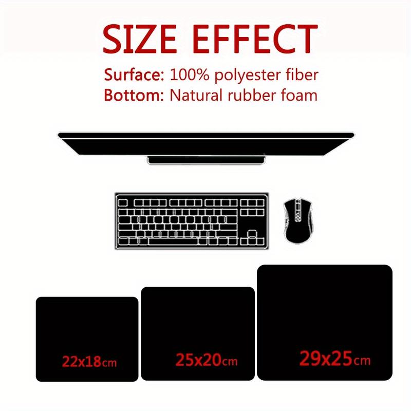 Kurosun Samurai Mouse Pad Small Black Upgraded Version Mousepad Washable Non-slip Rubber with Precision Lock Edge Office Micepad