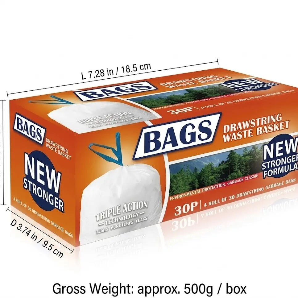 Thick Strong Large Garbage Bags, 30 Count, Durable Trash Liners, Ideal for Home Use, Reinforced Design, Long-Lasting Performance