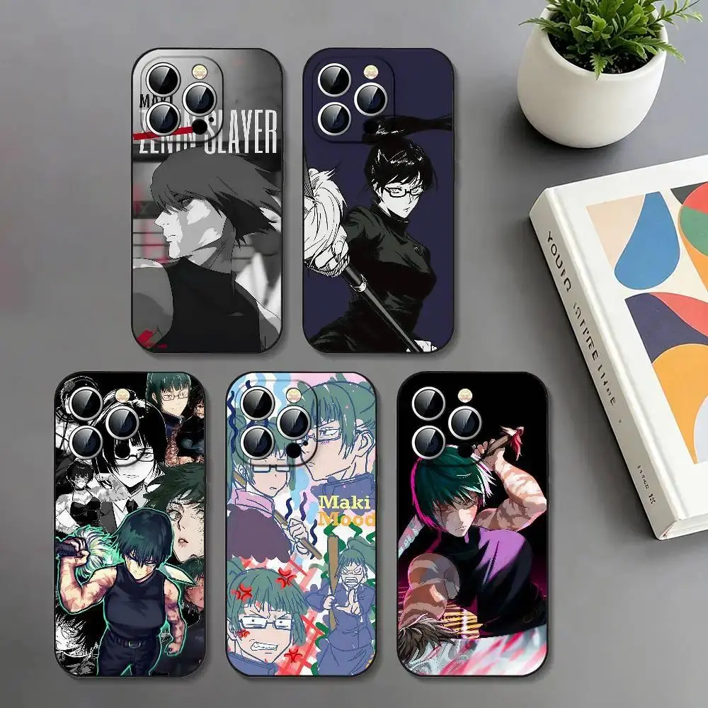 Anime Zenin Maki Lightweight Phone Case, Slim Black Shockproof Protective Cover for iPhone 11-17 Pro Max/Plus & Samsung Galaxy S23-S25 Multi-Model Compatibility