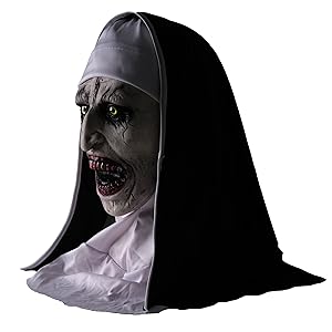 J.C Nun Scary Halloween Mask, The Nun Creepiest Latex Full Head Mask Spirit Gothic Supernatural horror Halloween Party Costume