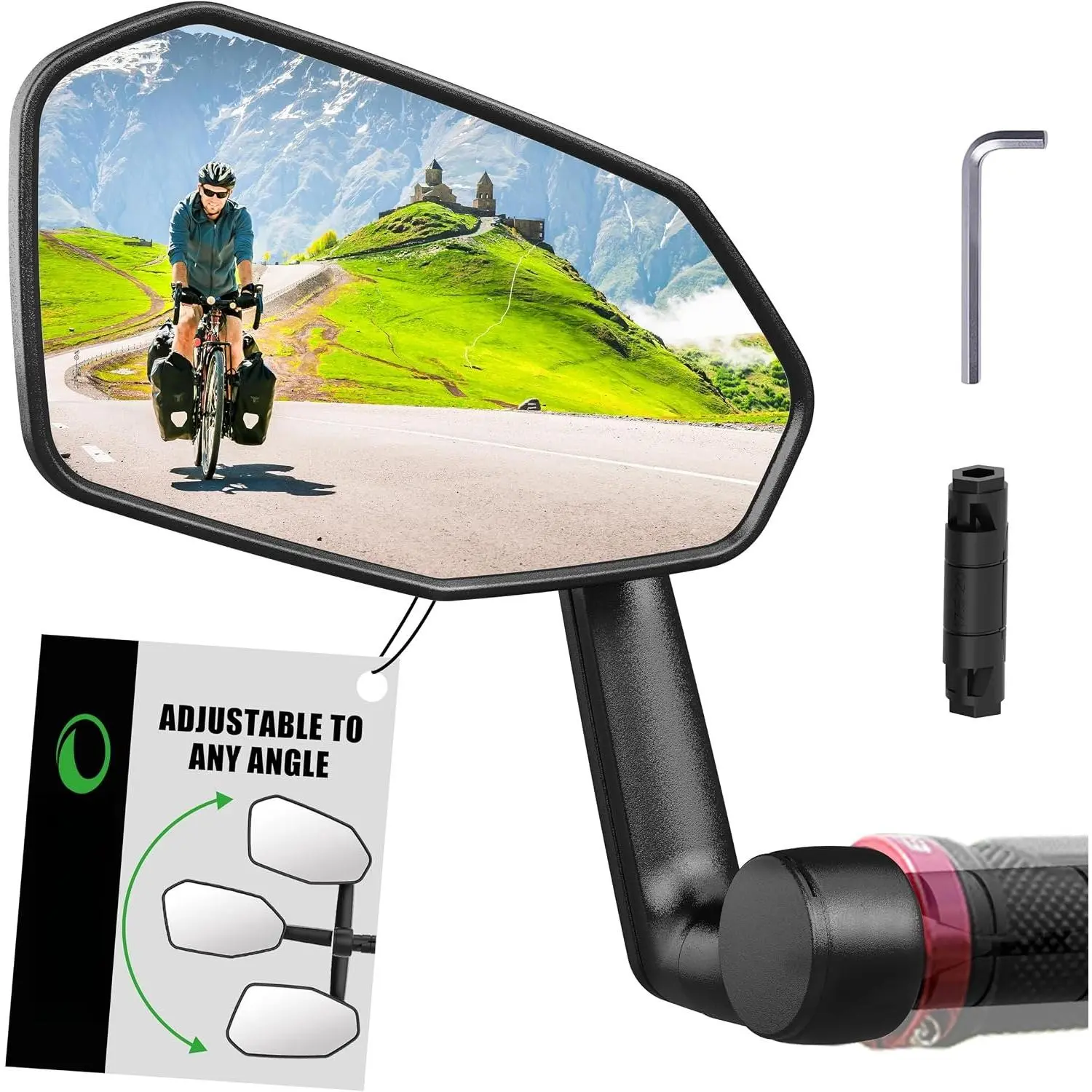 Mirror,   Mirror, 360° Adjustable Shatterproof and Durable Bar End Rear View Mirror , Side Mirrors for E- (Left)