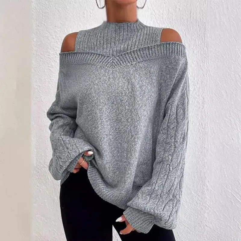 Women's Sweater Long Sleeve Half Turtleneck Pullover Loose Fit Autumn Winter