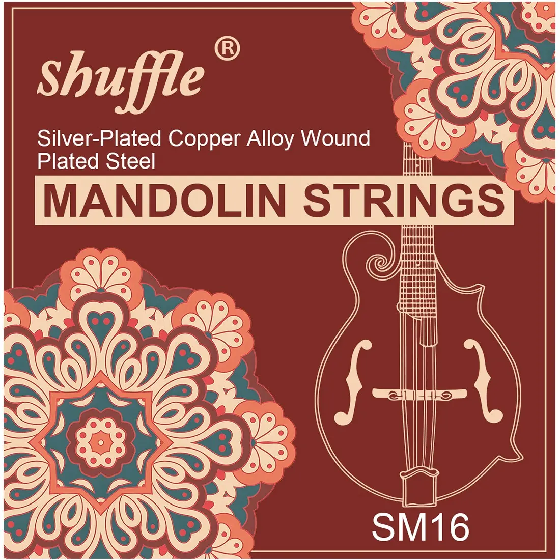 Shuffle Mandolin Strings Silver Color Wrapped Sm16, Durable PVC Bag Packaging, Ideal for Musical Instruments Maintenance