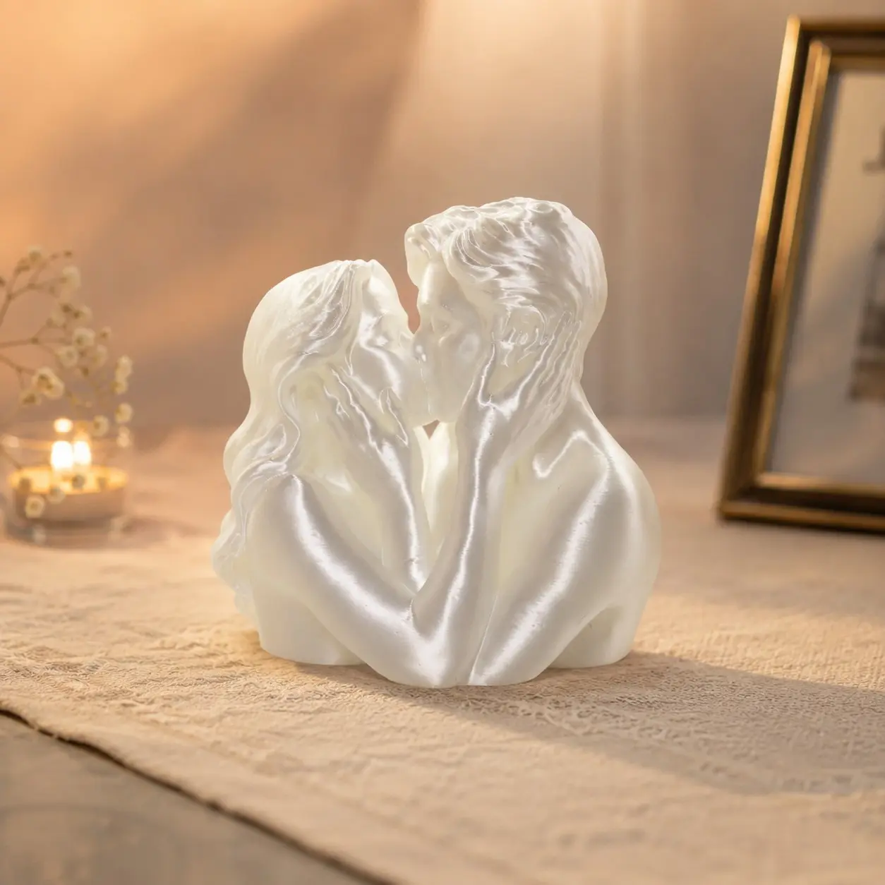 Couple Kissing Half-Body Statue Home Decor, Figurines Decor, Romantic Love Theme, Perfect for Living Room, Bedroom, Office, Wedding Gifts