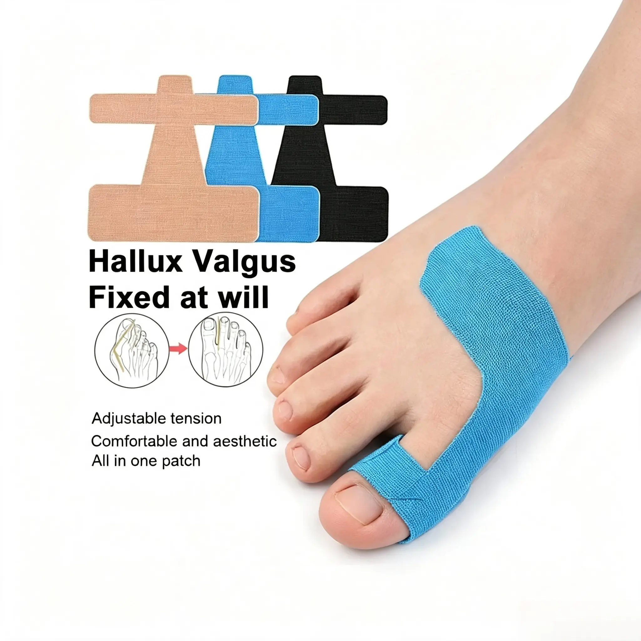 Orthopedic Bunion Corrector Strap, Orthopedic Toe Straightener, Toe Corrector Sleeve, Breathable Toe Separator for Hallux Valgus Correction, Universal Fit Big Toe Support