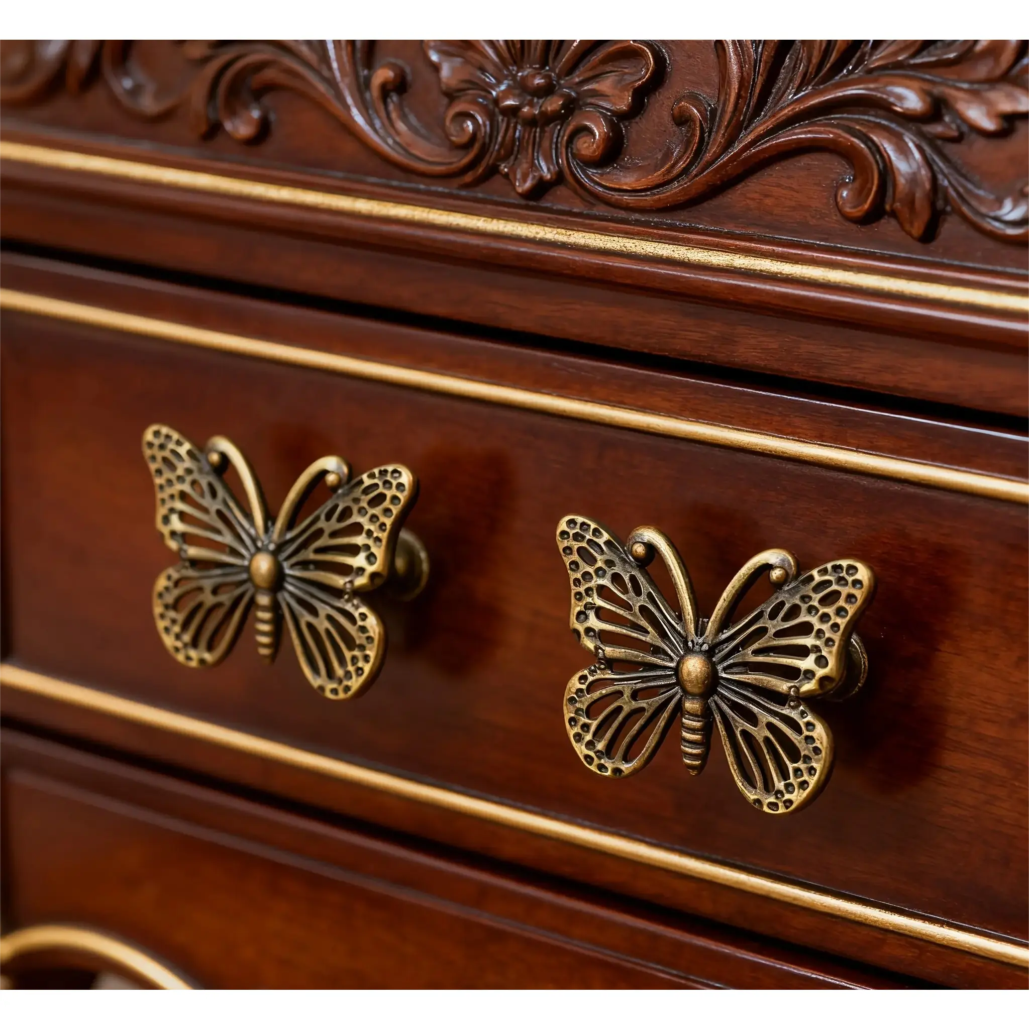 6 Pcs Vintage Decorative Knobs, Hollow Carved Butterfly Design Cabinet Handles for Dresser Drawers and Cupboards