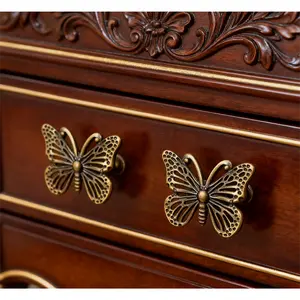 6Pcs Vintage Butterfly Drawer Knobs, Hollow Carved Cabinet Handles 6Pcs Vintage Butterfly Drawer Knobs, Hollow Carved Cabinet Handles