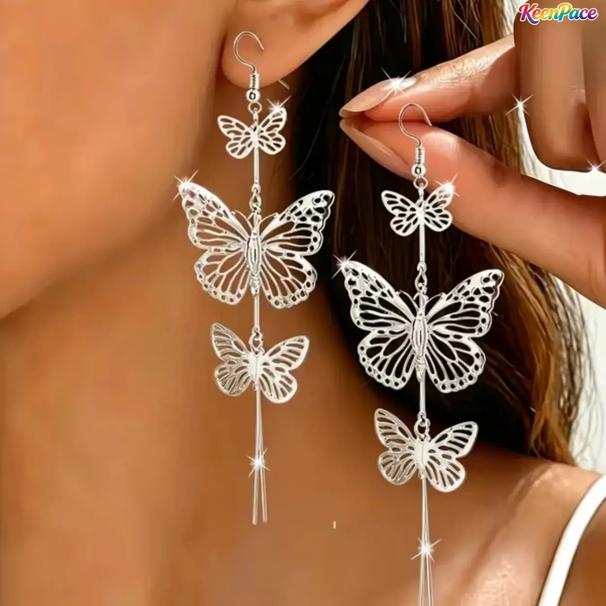 Hollow Butterfly Tassel Long Drop Earrings For Women, Hypoallergenic Non-Fading Bohemian Fashion Jewelry, Lightweight Dangling Ear Accessory Perfect For Daily Wear, Party Styling And Heartfelt Gift For Girlfriends & Female Friends,summervibes