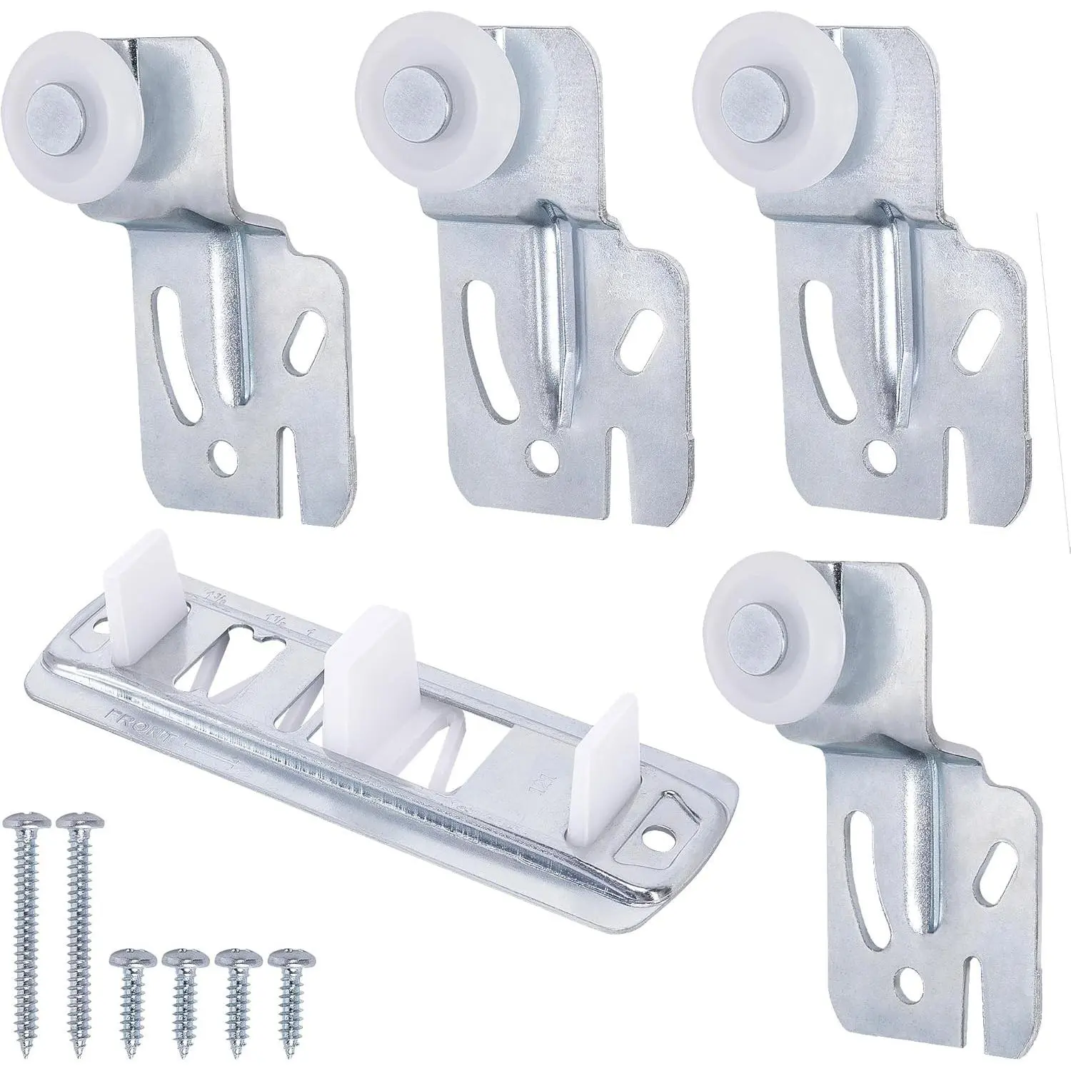 5 Pcs Sliding Closet Door Roller Kit, Wardrobe Door Roller with Slide Track, Replacement for Top-Hung Sliding Door Hardware