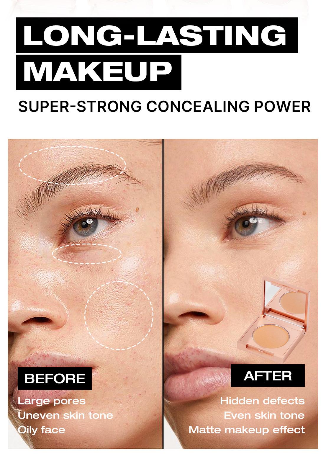 2 Single-Shade Soft Matte Concealer Palettes & 1 Makeup Brush - High Coverage, Crease-Free & Non-Clogging, Portable Design. Effortless Application: Dab, Blend & Touch Up. Suitable for All Skin Tones, Great for Travel & Everyday Makeup