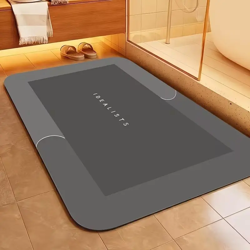 Silica Gel Bathroom Mat, Non-Woven Velvet, Quick-Dry, Anti-Slip, Absorbent Floor Pad, Soft Comfortable, for Bath, Shower, Laundry, Bedroom, Living Room, Kitchen, RV