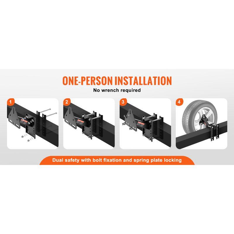 VEVOR Spare Tire Carrier, Trailer Spare Tire Mount, 160 lbs Capacity, Utility Trailer Accessories Fits Most 4 5 6 8 Lugs Wheels on 4, 4.25, 4.5, 4.75, 5, 5.5, 6, 6.5 Bolt Patterns