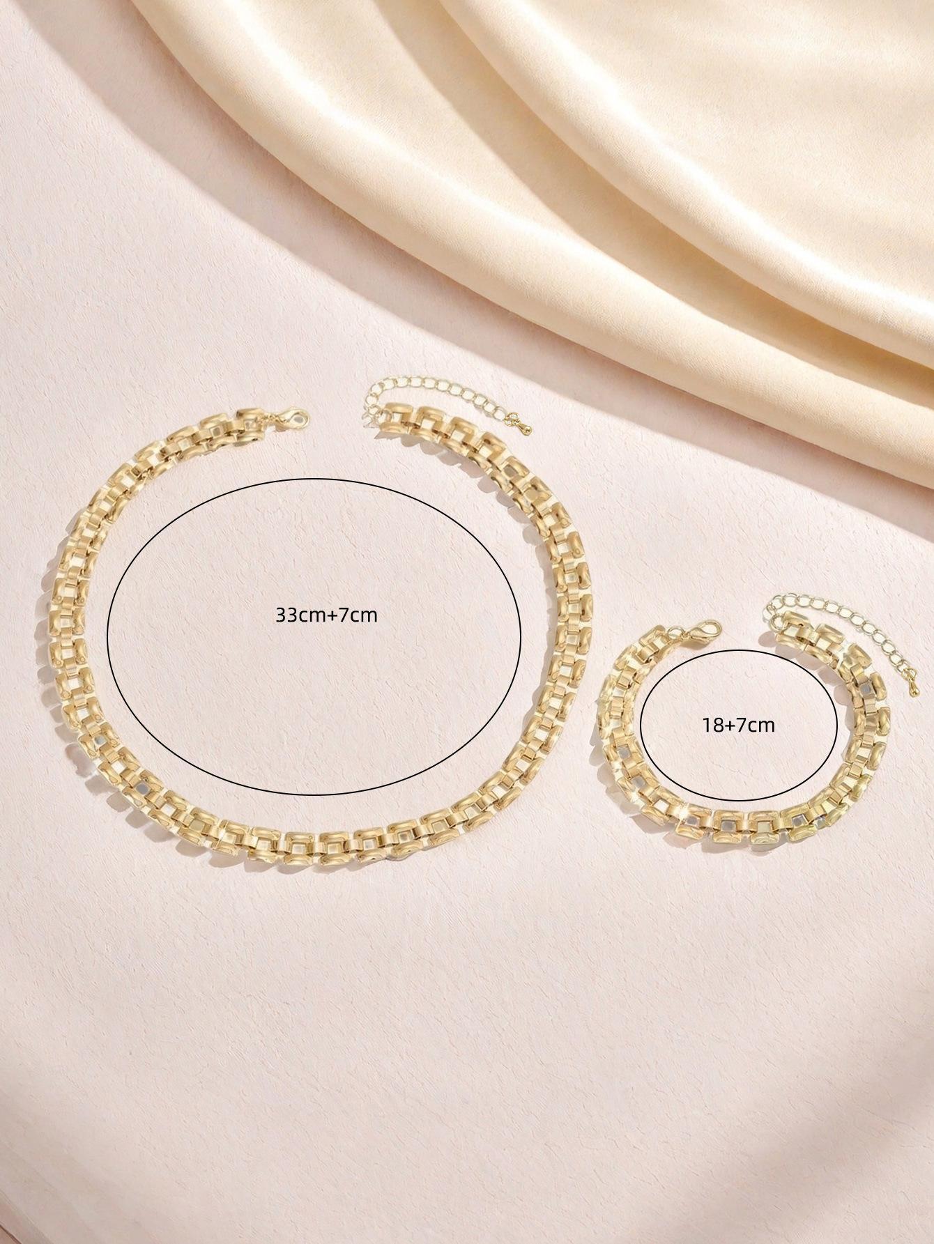 Metal simple personality fashion exquisite strap chain necklace bracelet set women's temperament high-end jewelry