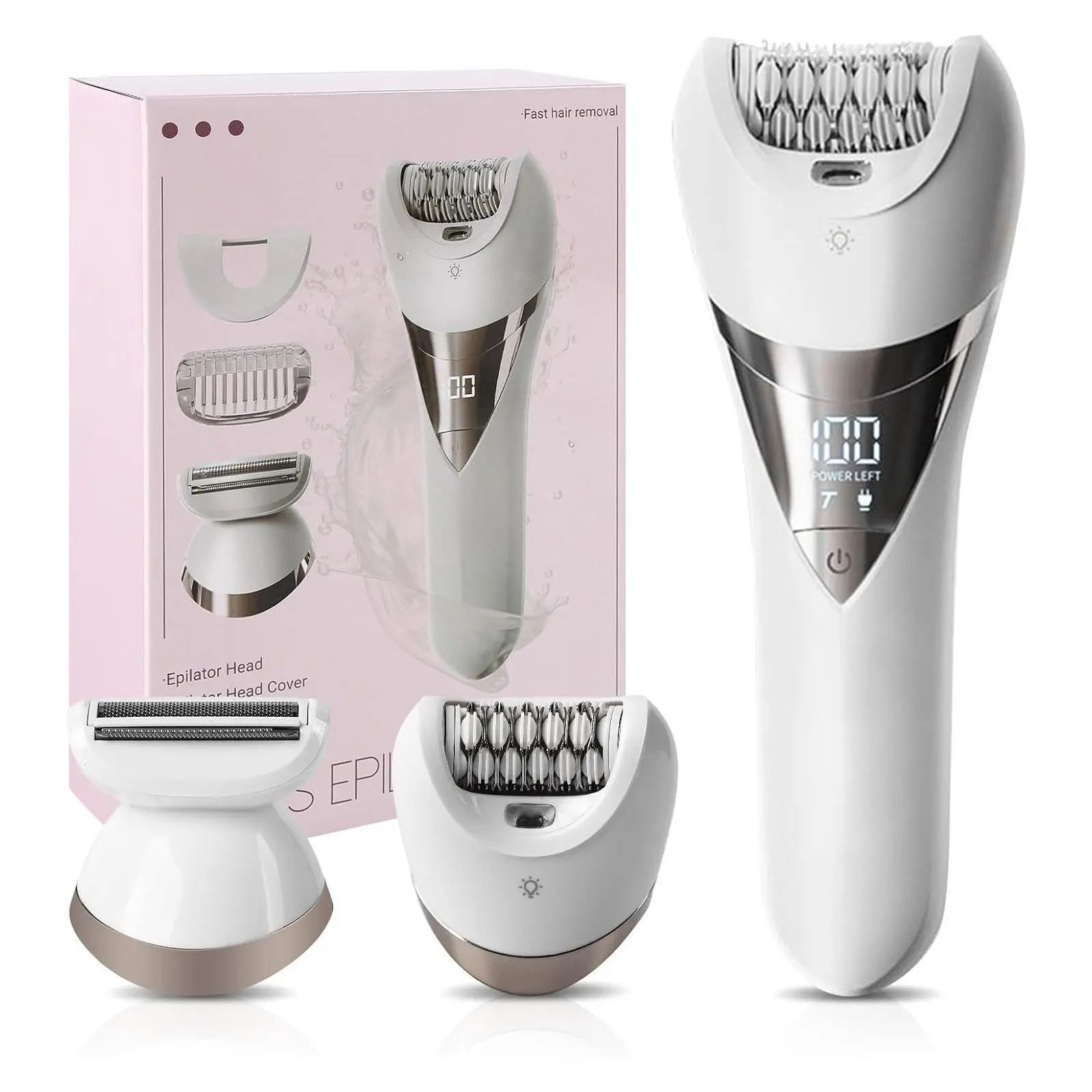 Cordless Epilator for Women, Wet & Dry Electric Hair Removal, Shaver & Trimmer for Legs, Armpits, Arms, Wide Head for Fast Epilation, 2 SpeedsGift