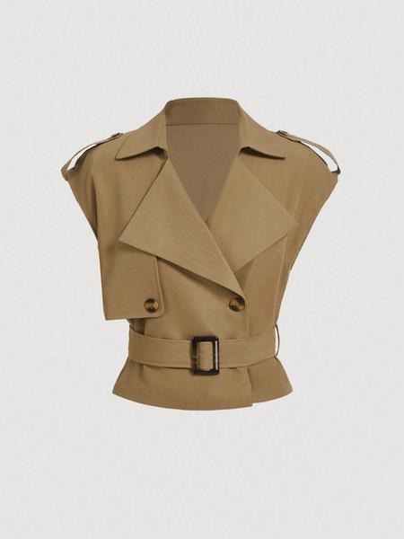 Women's Vintage Style Trench Coat with Belt, Retro Chic Outerwear for Fashionable Looks, Perfect Layering for All Seasons