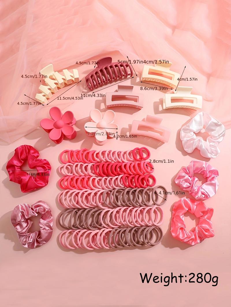 Random Color Hair Cute Accessories Set for Valentine's Day Galentineday Outfit, Cute Flower Decor Hair Accessories for Women & Girls, Including Hair Tie, Hair Claws, Scrunchie for Daily Use for All Seasons, Minimalist Headwear Suitable for Thick Hair