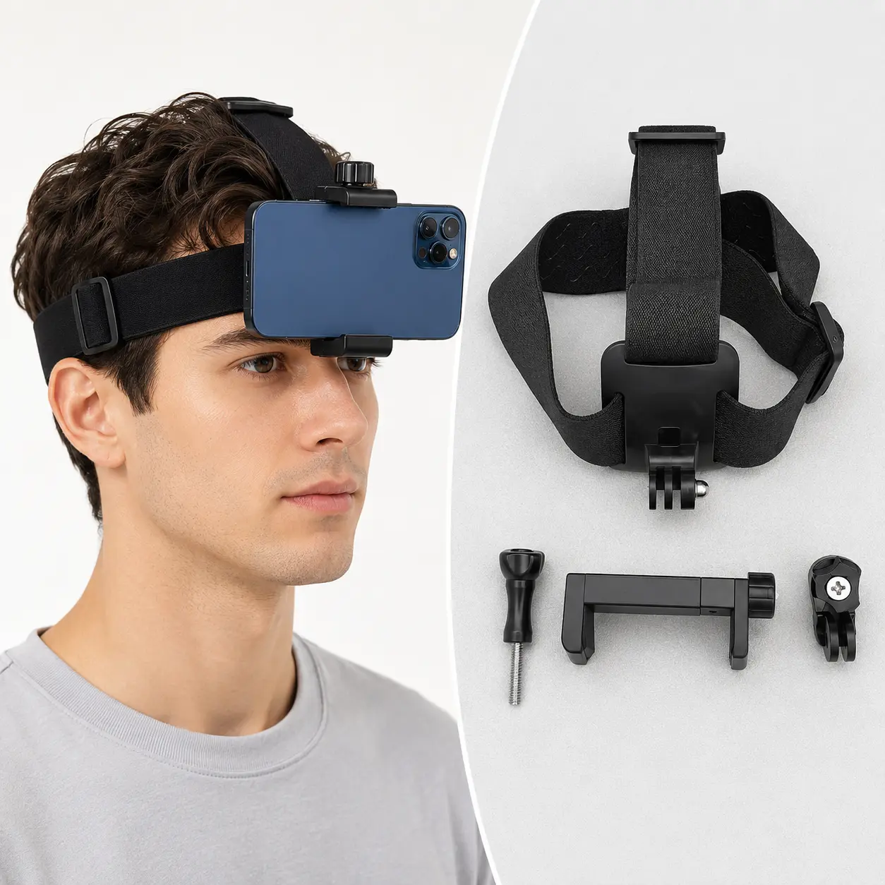 POV Creator Phone Head Mount for Phone & Android, Adjustable Hands Free Smartphone Holder with 360° Rotation, First Person Mount for Cooking, DIY, Travel, Fishing & Outdoor Adventures