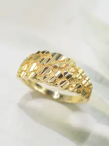 14k Gold Plated Fashion Hip Hop Geometric Floral Ring, Unisex Couple Jewelry, Perfect Gift for Parties, Valentine's Day, Christmas