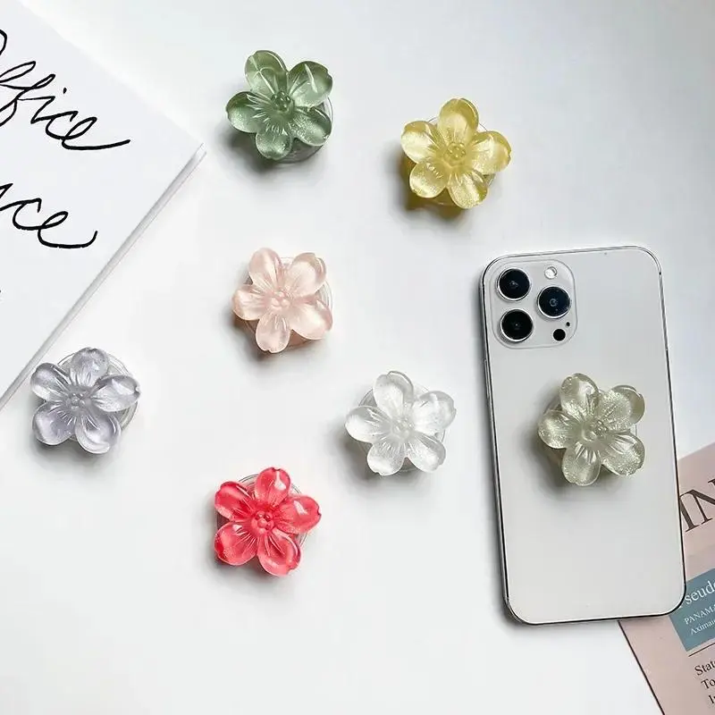 Flower Shape Crystal Phone Holder - Expanding Stand, Finger Grip, PopSocket Style Accessory, Stable Replication of Ari Holders for Smartphones