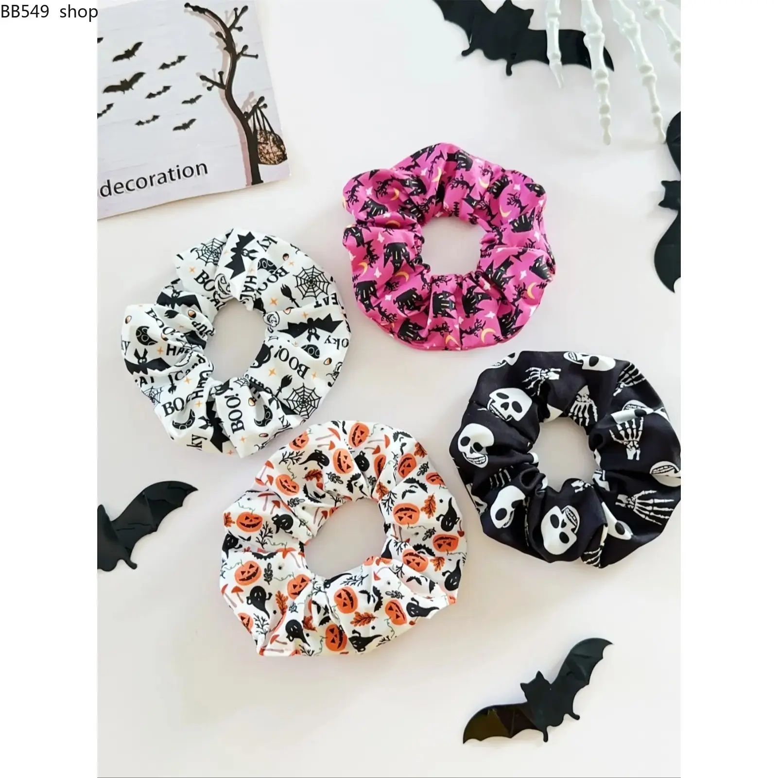 6 Pack Women Gothic Punk Halloween Headbands, Dark Mysterious Print with Pumpkin, Spider Web, Castle, Skeleton, Bat & Ghost, Soft Stretchy Fabric Non Slip Hair Bands, Ideal Halloween Cosplay & Back to School Costume Hair Accessories