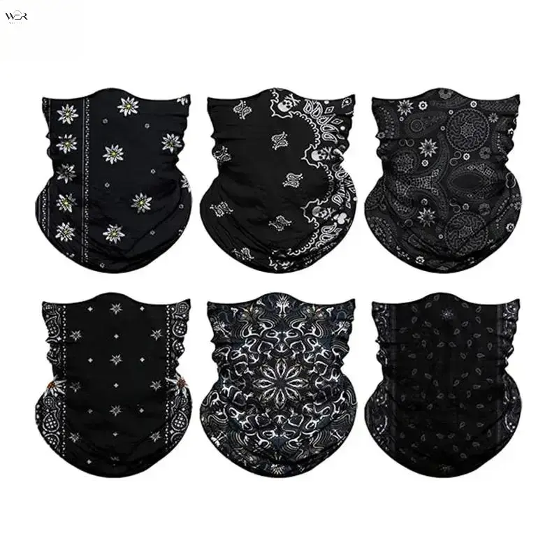 Multifunctional Neck Gaiter Face Mask, Paisley & USA Flag Print Seamless Bandana, Breathable UV Protection Headwear for Motorcycle Cycling Fishing Outdoor Sports