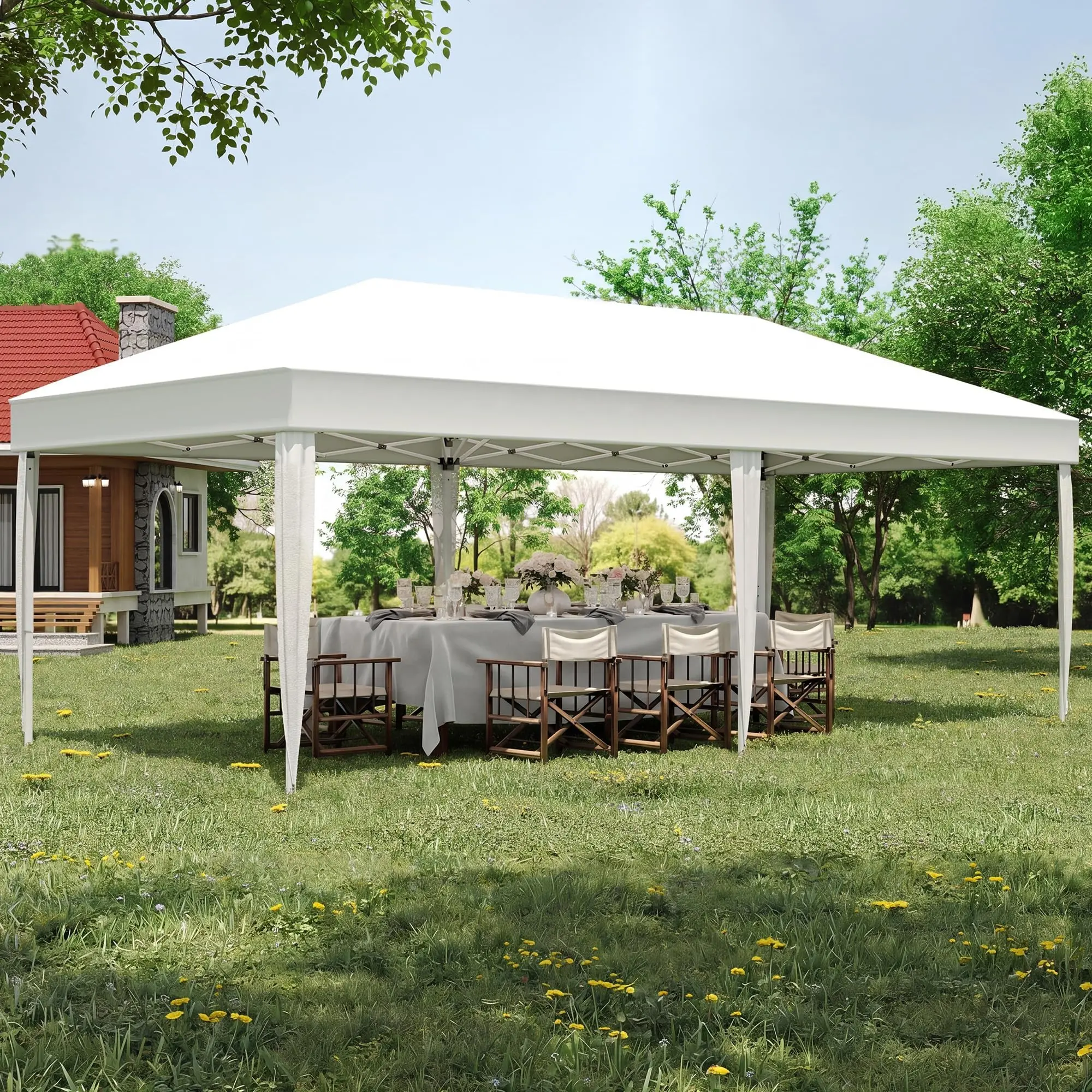 Heavy Duty 10x20ft Outdoor Pop Up Canopy Tent – Waterproof, UV Resistant Patio Shelter – Adjustable Height, Portable Party Tent for Backyard, Beach, BBQ, Wedding, Events – Easy Set Up with Carry Bag