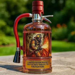 Fire Hose Shaped Whiskey Decanter, Limited Edition Firefighter Tribute, Unique Fireman Themed Glass, Bar Home Decor Gift