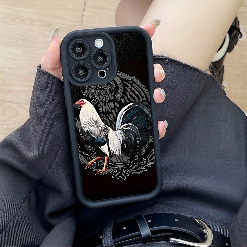 Case for iPhone 17 Pro Max 16 Plus 15 14 13 12 11 Air E Cool Creative Rooster Pattern Shockproof Silicone Protective Softcase