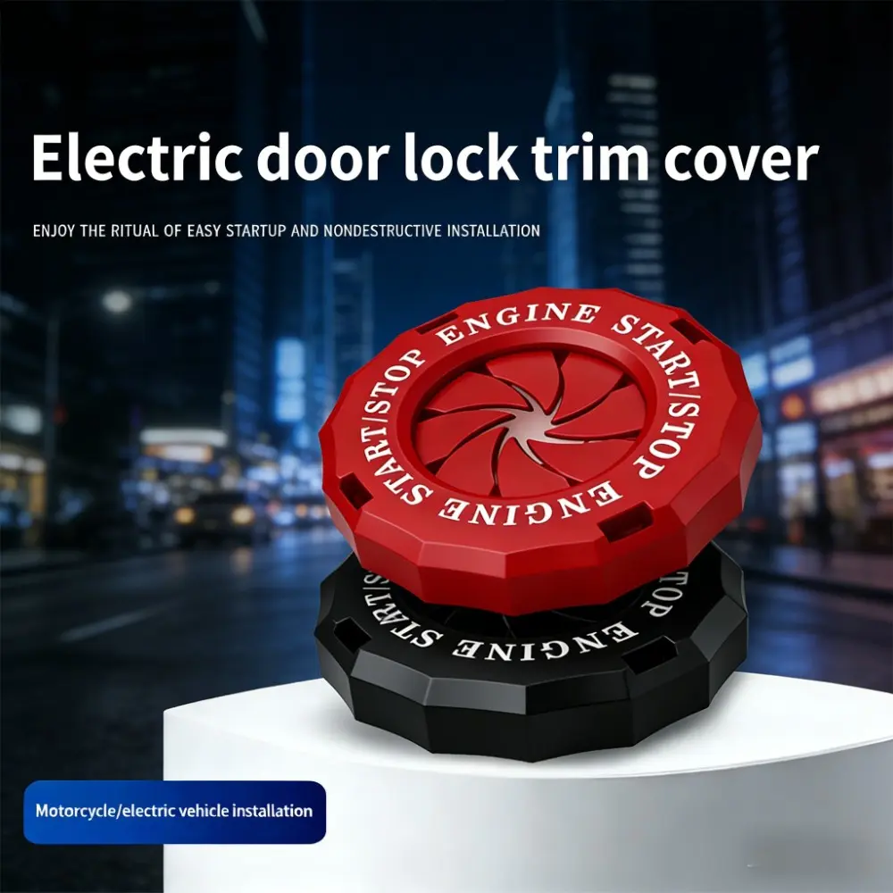 Car One-Key Start Decorative Ring, Electric Door Lock Trim Cover, Personalized Button Cover, Concealed Protection for Switches, Peephole Obscurement, Car Accessories Interior