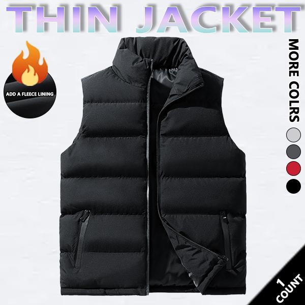 Mens Vest Jacket Warm Sleeveless Jackets Winter Waterproof black fitsZipper Coat Autumn Stand-up Collar Casual Waistcoat Brand Clothing