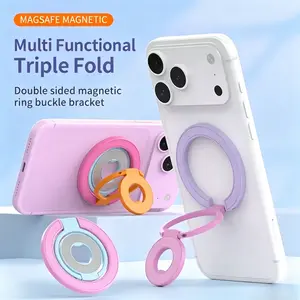 Gradient Dual-Sided Magnetic Phone Grip Stand - 360-Degree Rotatable, Foldable Holder Compatible With MagSafe, Fits iPhone, Samsung & All Android Smartphones