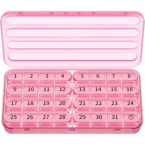 Monthly Pill Organizer 1 Time a Day, 30 Day Pill Box Organizer Once a Day, One Month Large Pill Case for Travel, 31 Day Daily Medcine Container for Vitamins, Supplement & Medication (Pink)
