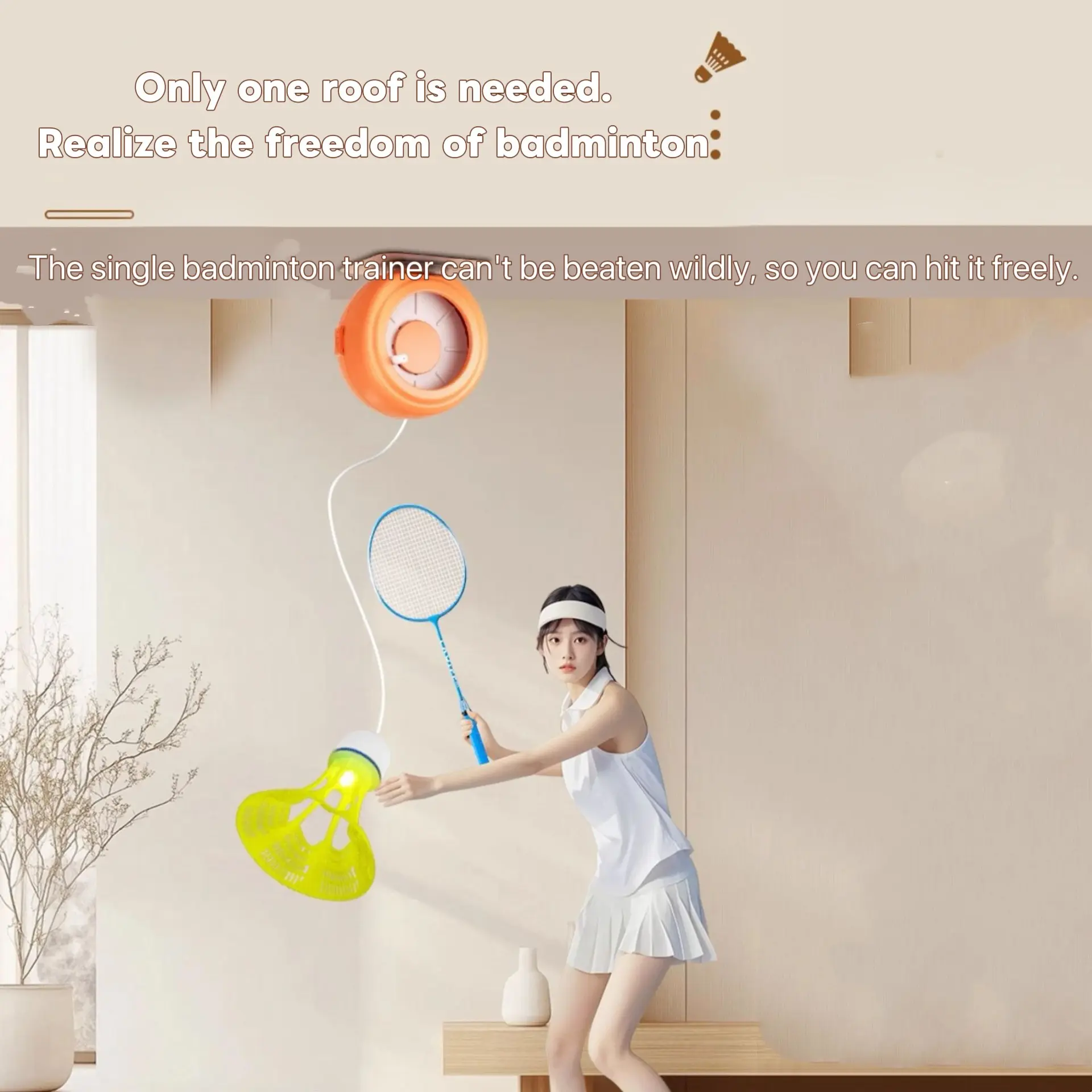 Badminton Shuttlecock Trainer for Family Interaction, No Ball Picking Required, Automatic Bounce, Adjustable Latex Elastic Rope