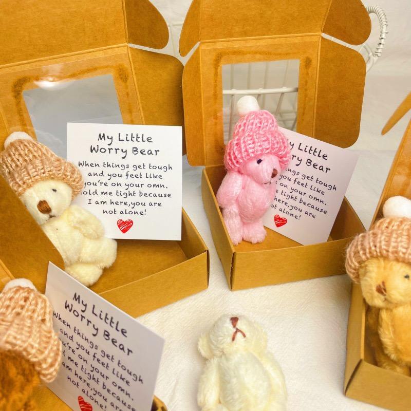 Mini Plush Bear Gift Set with Inspiring Card, Themed Gift Box, Perfect Comfort Gift for Christmas, Halloween, Birthdays and Emotional Support, Party Favors Assortment