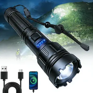 Tactical Flashlight Super Bright 1200LM, Rechargeable High-Lumen Flashlight with Zoomable Lens, High Power Flashlight Torch, Heavy Duty Pocket Light Camping Essentials & Car Emergency Tool
