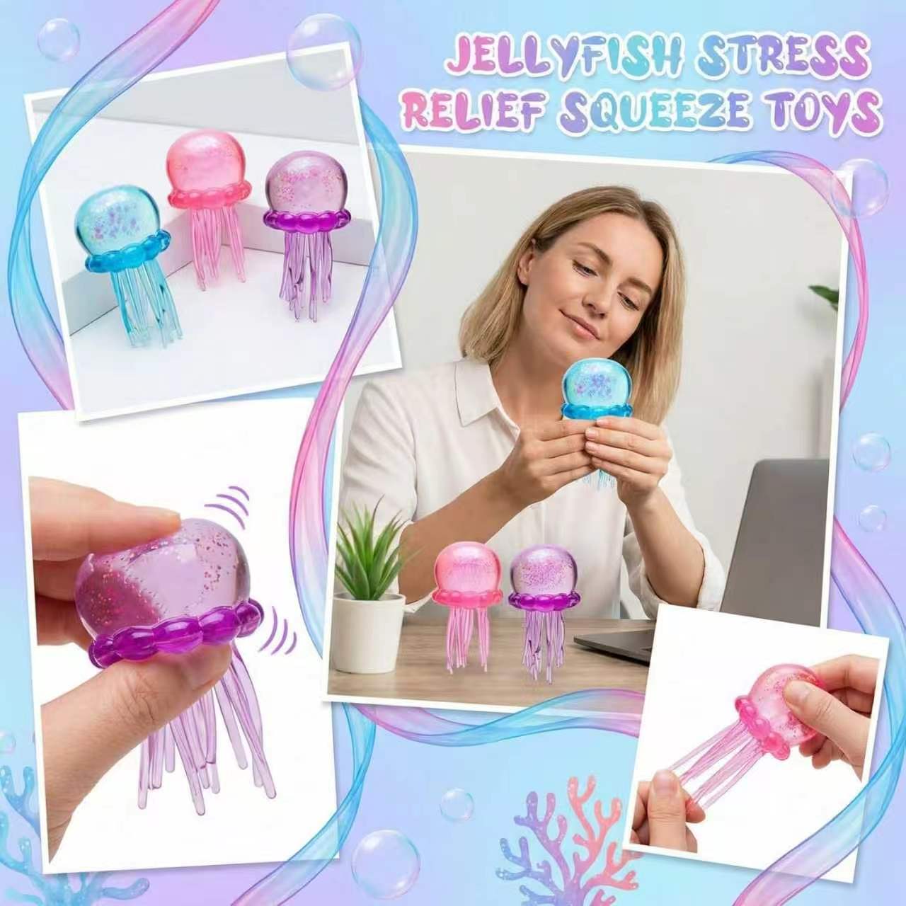 2026 Mochi Jellyfish Squeezable Toy Cute Soft Stress Relief Toy for Work and Study Relaxation Not Edible
